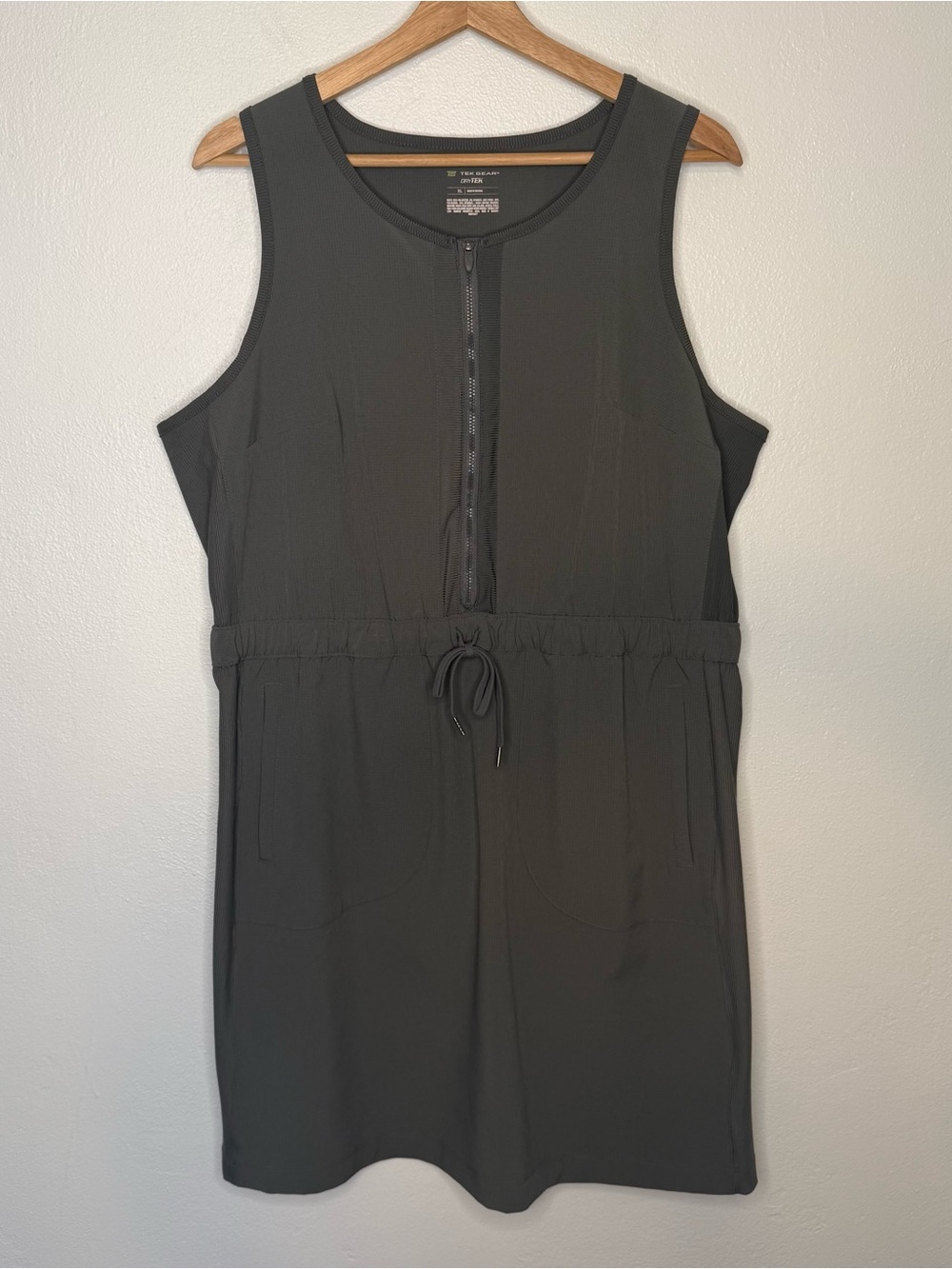 Tek Gear® Women's Ripstop Tank Dress in Olive Green Size XL Casual Lightweight